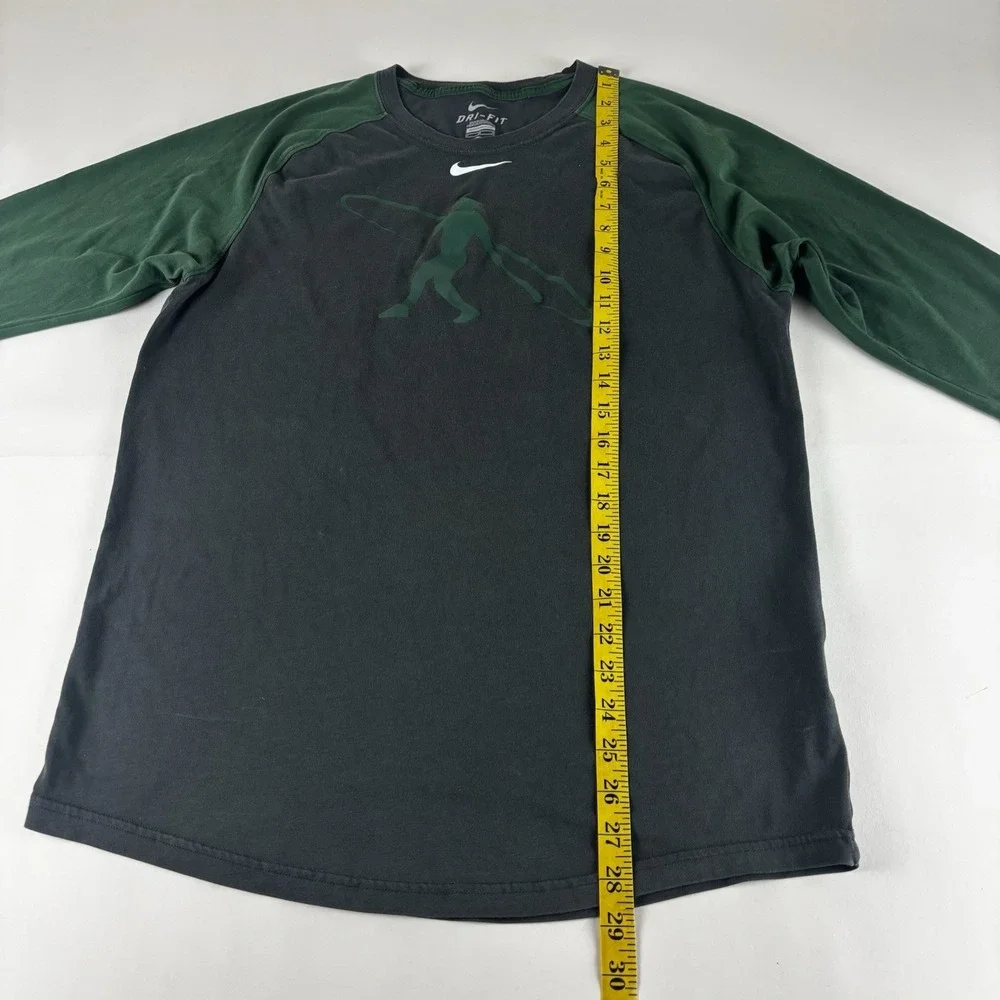 NIKE‎ Shirt Men's M Dri-Fit Baseball Bat Swing Raglan Half Sleeve Black Gray Med